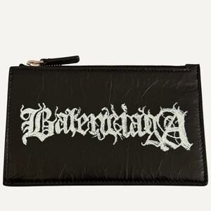 Balenciaga Cash DIY Metal Arena Lambskin Leather Card Holder Wallet Men's Italy